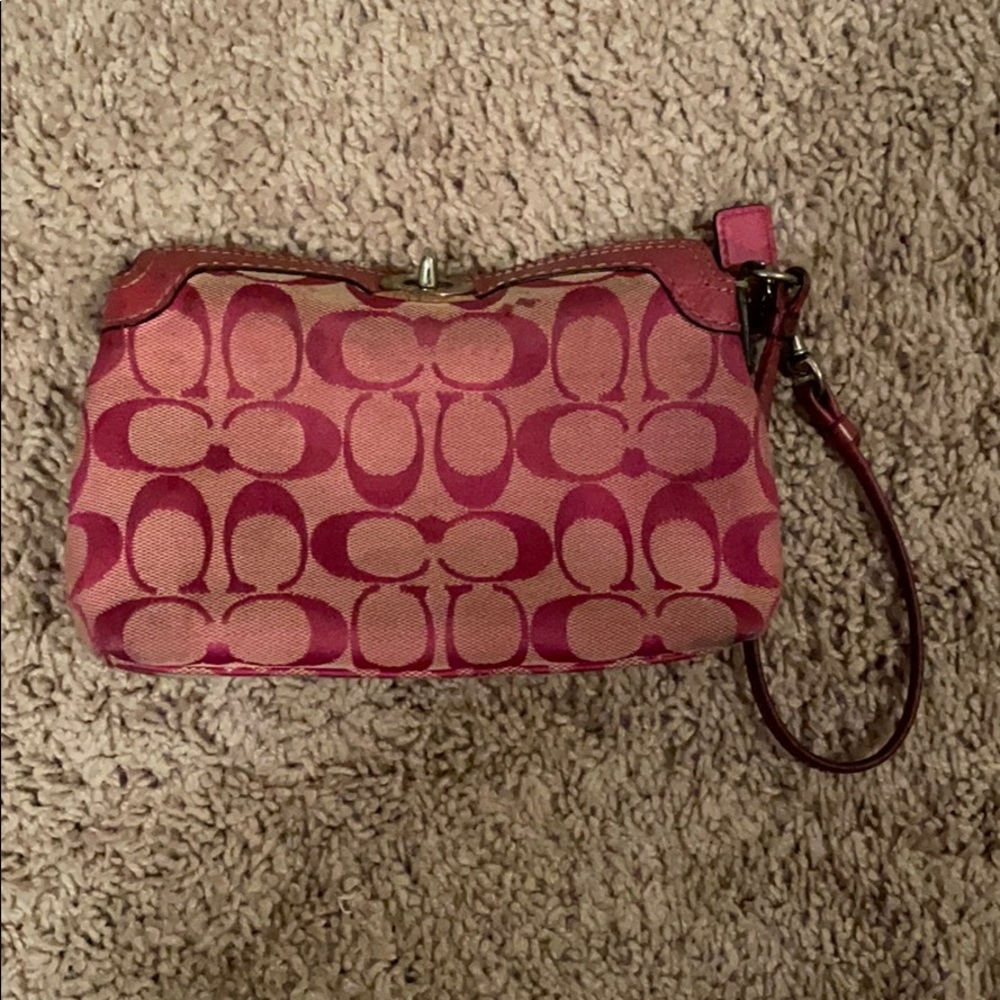 Coach pink wristlet - used condition
